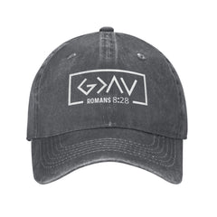 Beafoliya God Is Greater cap front view showing casual, breathable cotton comfort