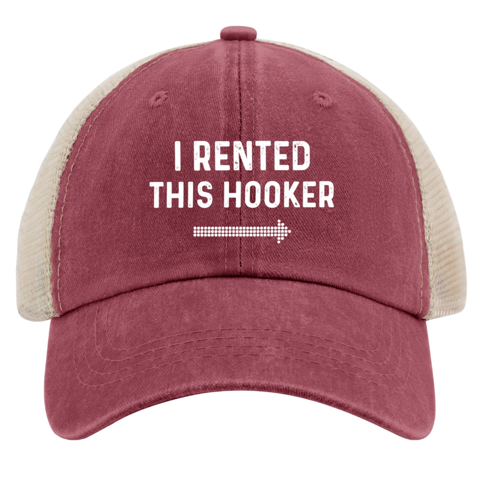 Beafoliya Hooker Hat front view in red washed denim for casual everyday wear.