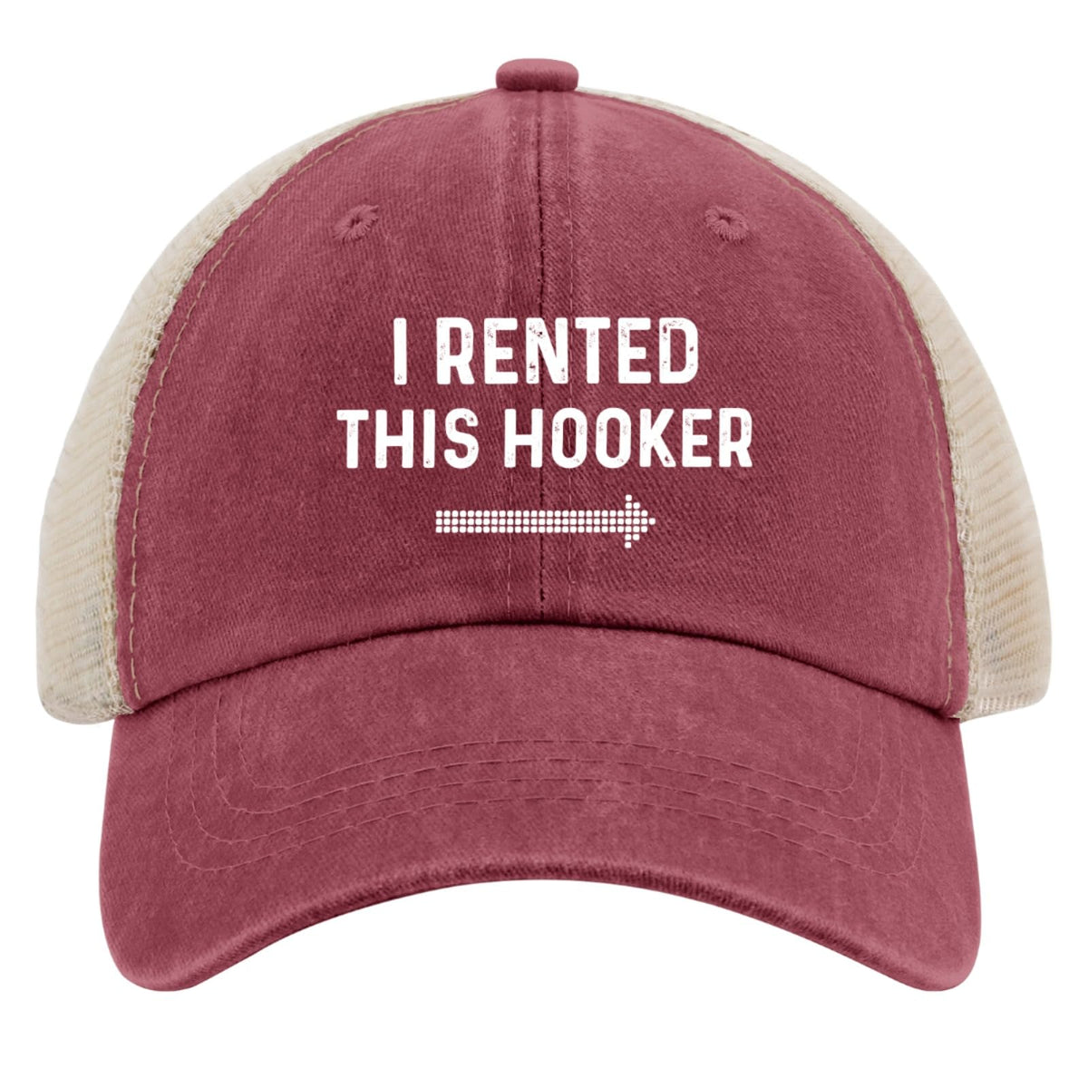 Beafoliya Hooker Hat front view in red washed denim for casual everyday wear.