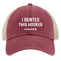 Beafoliya Hooker Hat front view in red washed denim for casual everyday wear.