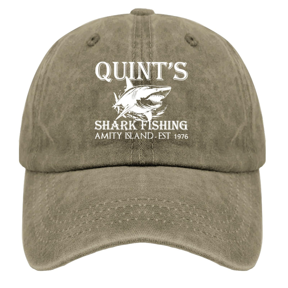 Beafoliya Quints Shark Fishing Hat front view with breathable vintage mesh for comfort