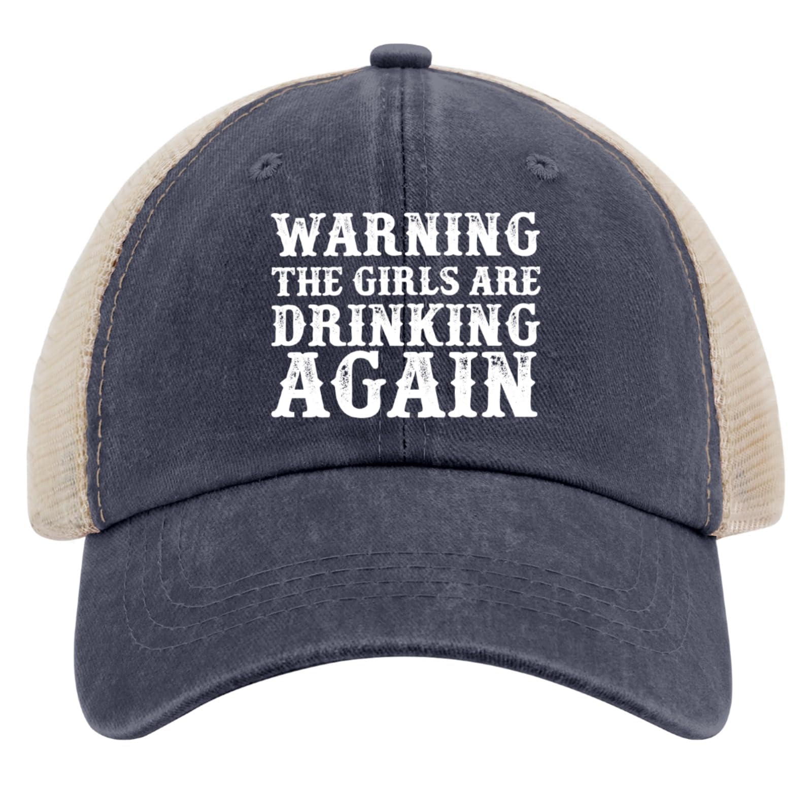 Beafoliya warning girls are drinking again hat, back view, breathable mesh