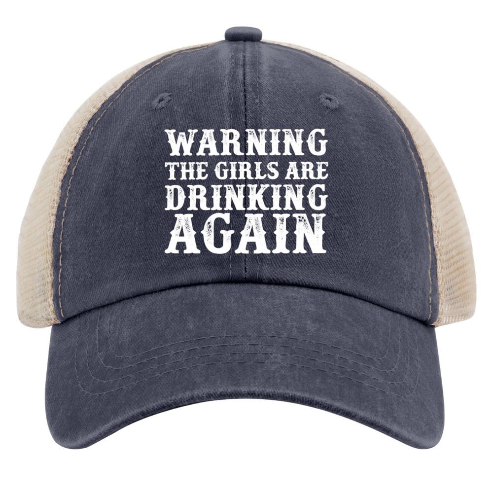 Beafoliya warning girls are drinking again hat, back view, breathable mesh
