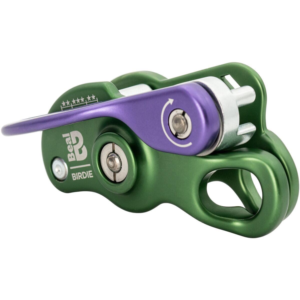 Beal Birdie belay device green front view for smooth handling on climbs