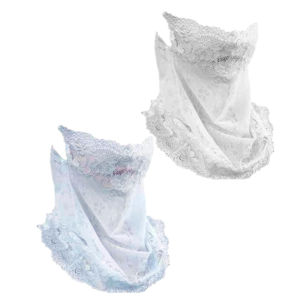 BEAMARKER lace sun protection scarf white shields face and neck from sun