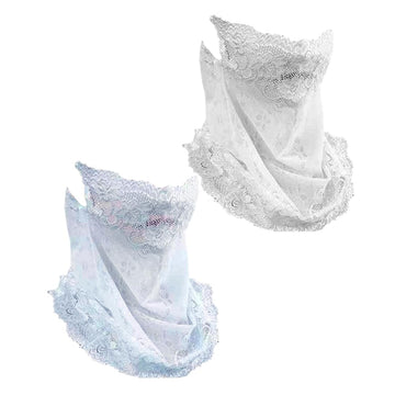 BEAMARKER lace sun protection scarf white shields face and neck from sun