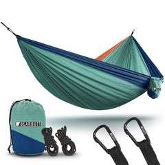 Bear Butt #1 double hammock setup demonstrates quick assembly and relaxation.