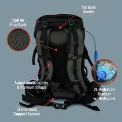 Bear Grylls 45L lightweight aluminum frame provides stability on rough trails.