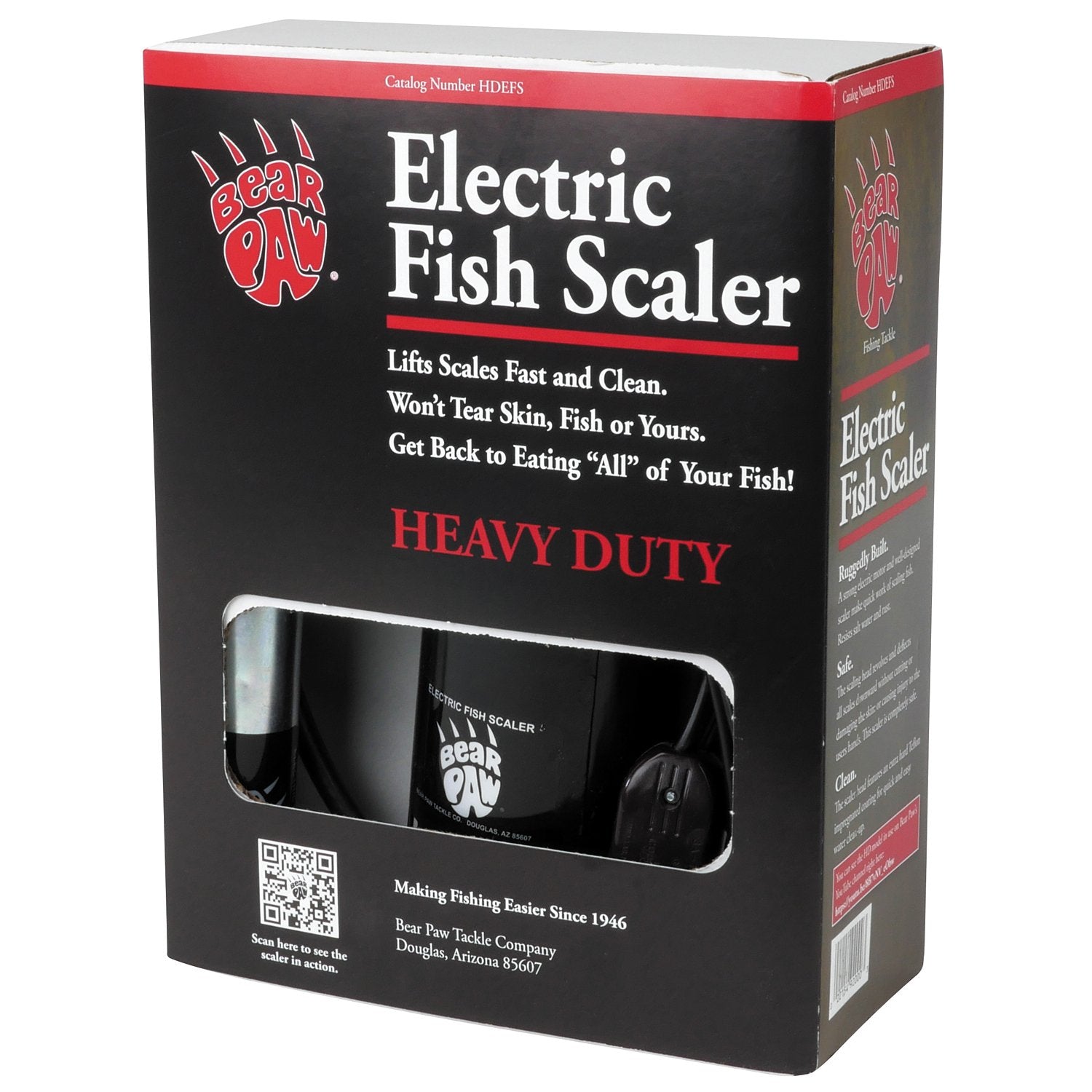 Bear Paw HDEFS scaling head in motion for fast, safe fish scaling.