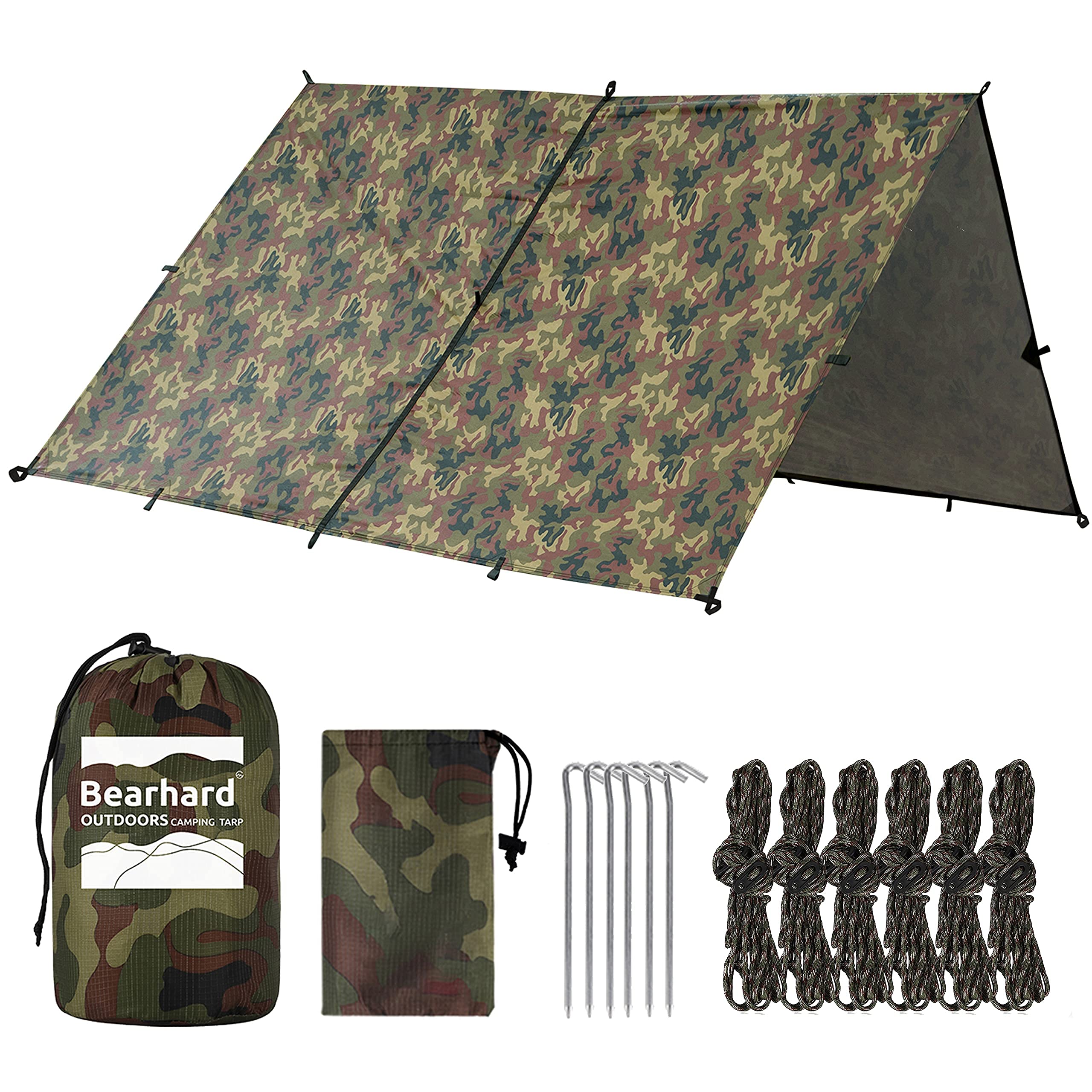Bearhard tarp setup ease demonstrates quick shelter assembly for camping or hammock use