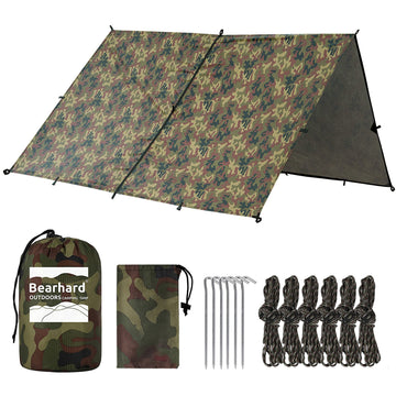 Bearhard tarp setup ease demonstrates quick shelter assembly for camping or hammock use