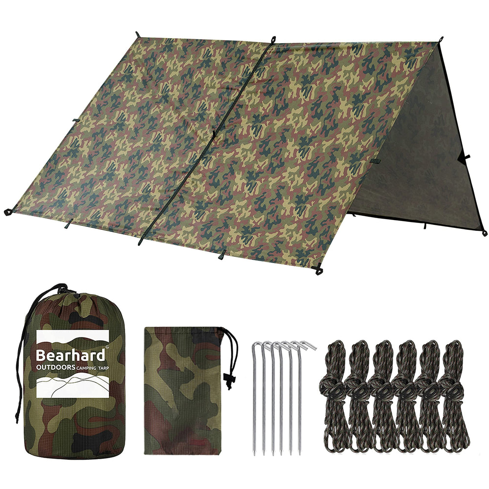 Bearhard tarp setup ease demonstrates quick shelter assembly for camping or hammock use
