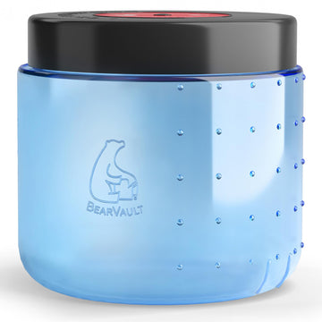 BearVault BV450 Jaunt side view shows compact silhouette ideal for backpacking trips.