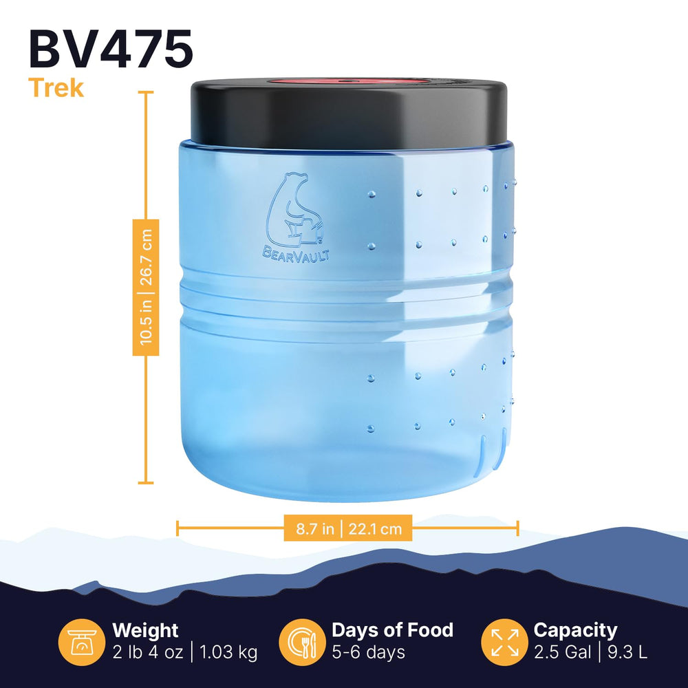 BearVault BV475 Trek opened front shows large capacity for organized meals.