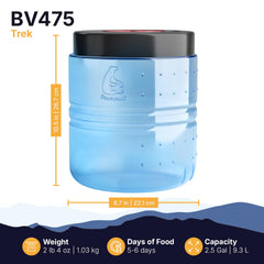 BearVault BV475 Trek opened front shows large capacity for organized meals.
