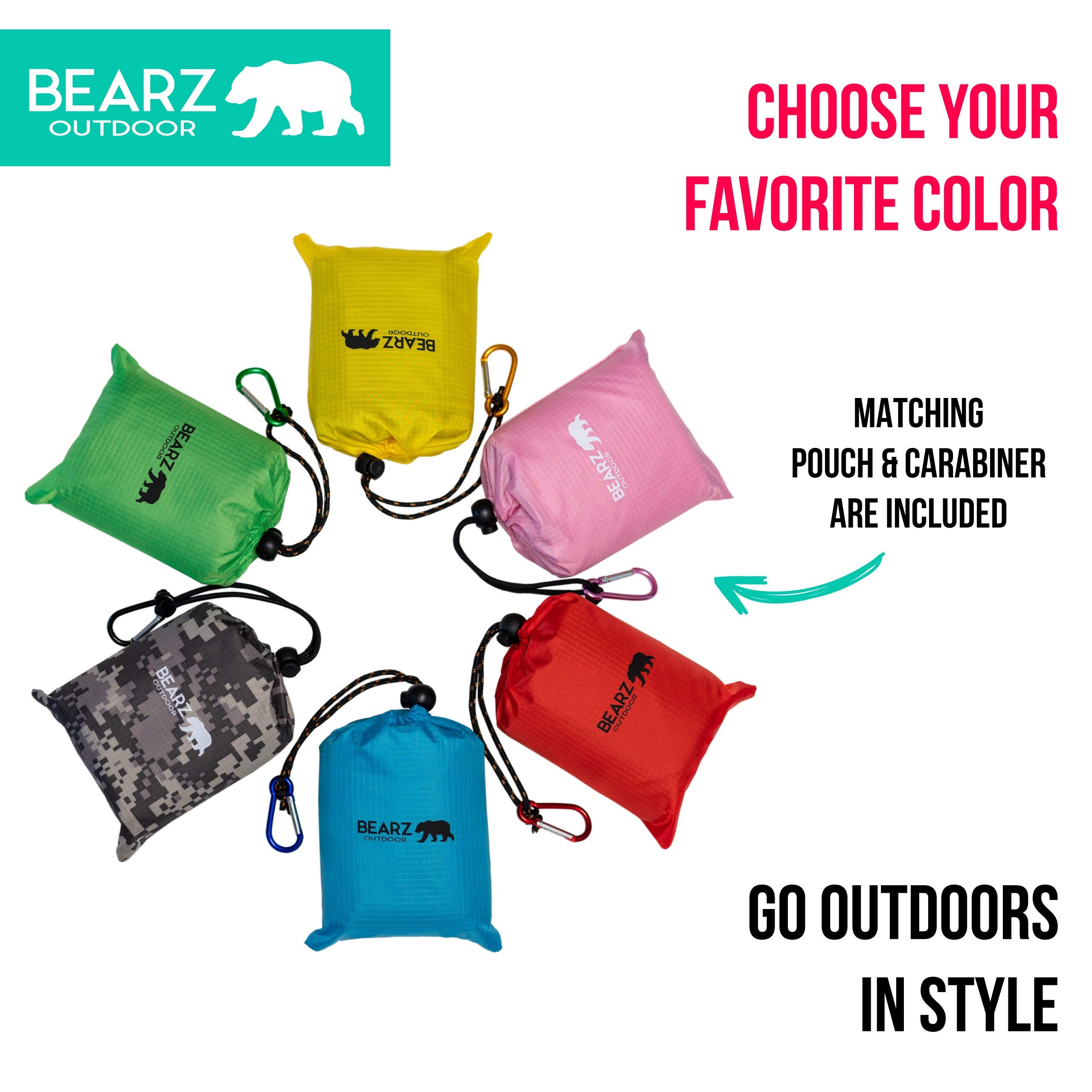 BEARZ Outdoor pocket blanket waterproof fabric for damp ground protection