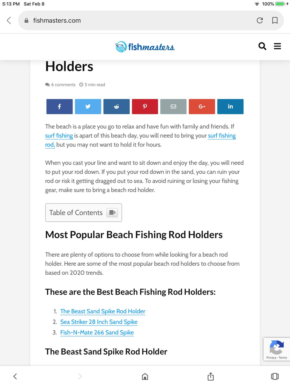 The Beast Sand Spike Rod Holder displayed with its 57 inch length