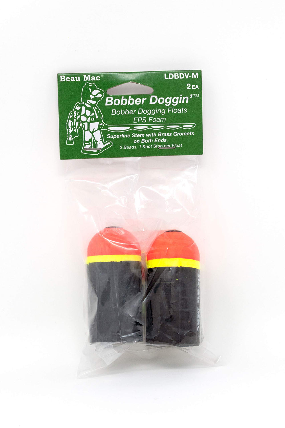 Beau Mac Bobber Doggin' Float with flame top enhances bite visibility in varied light.