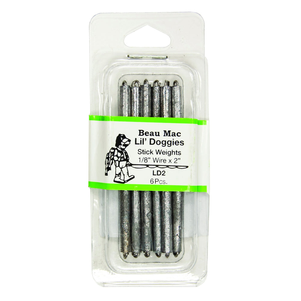 Beau Mac Lil' Doggies Stick Weights aid controlled depth for river and lake trolling.