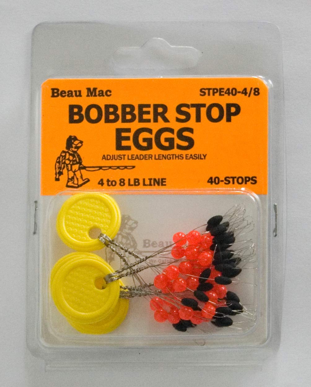 Beau Mac STPE40-4/8 rubber egg bobber stops with beads for precise depth control during float fishing