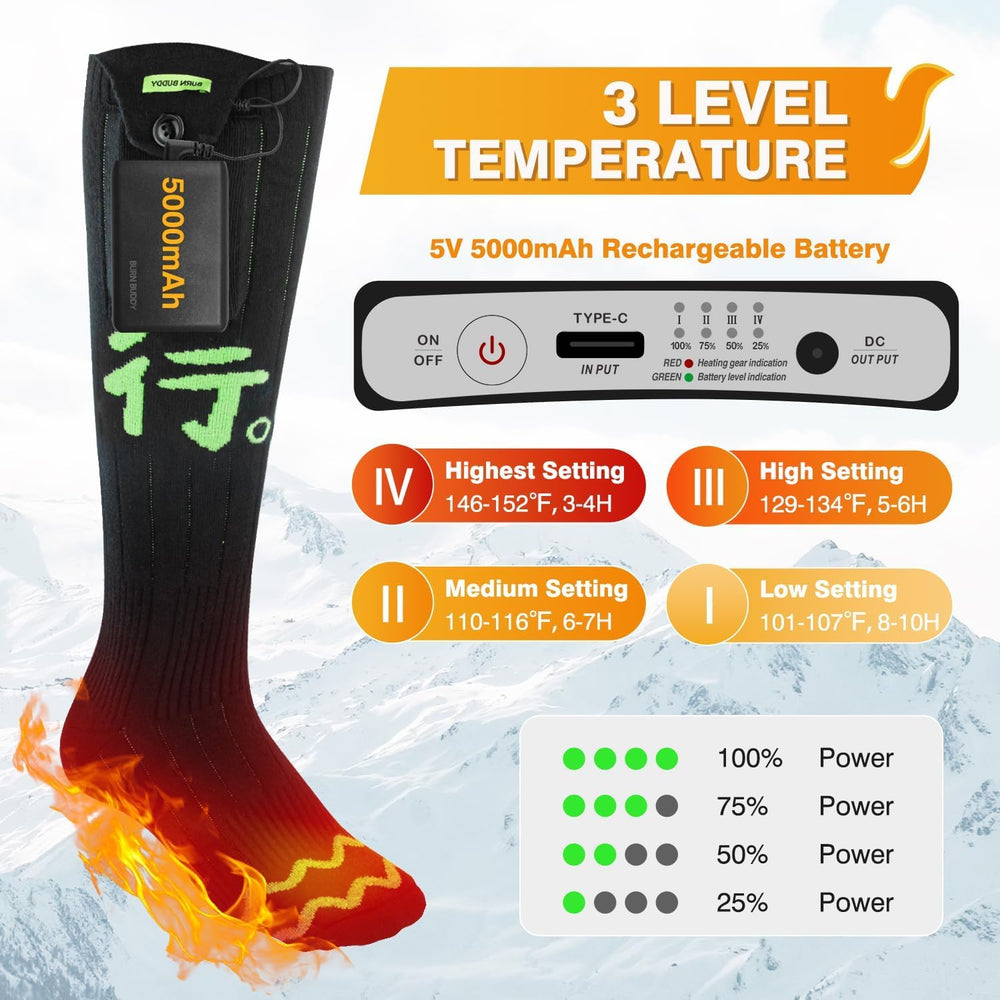 BEAUZMO heated socks fast-heating element delivers warmth in 30 seconds