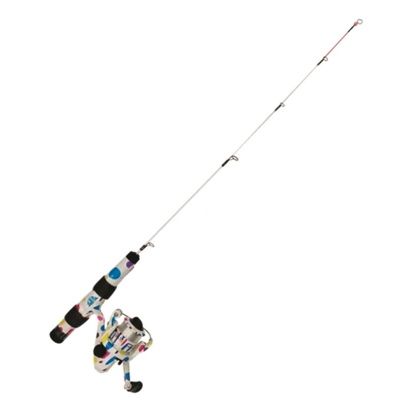 Beaver Dam Ice Combo spinning rod on ice, great for bluegill, perch, and light pan fishing.