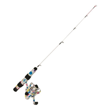 Beaver Dam Ice Combo spinning rod on ice, great for bluegill, perch, and light pan fishing.