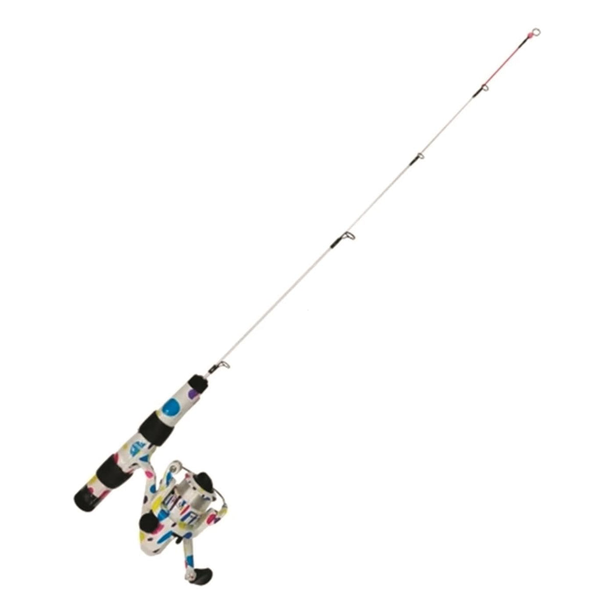 Beaver Dam Ice Combo spinning rod on ice, great for bluegill, perch, and light pan fishing.