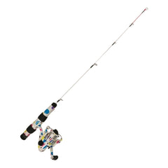 Beaver Dam Ice Combo spinning rod on ice, great for bluegill, perch, and light pan fishing.