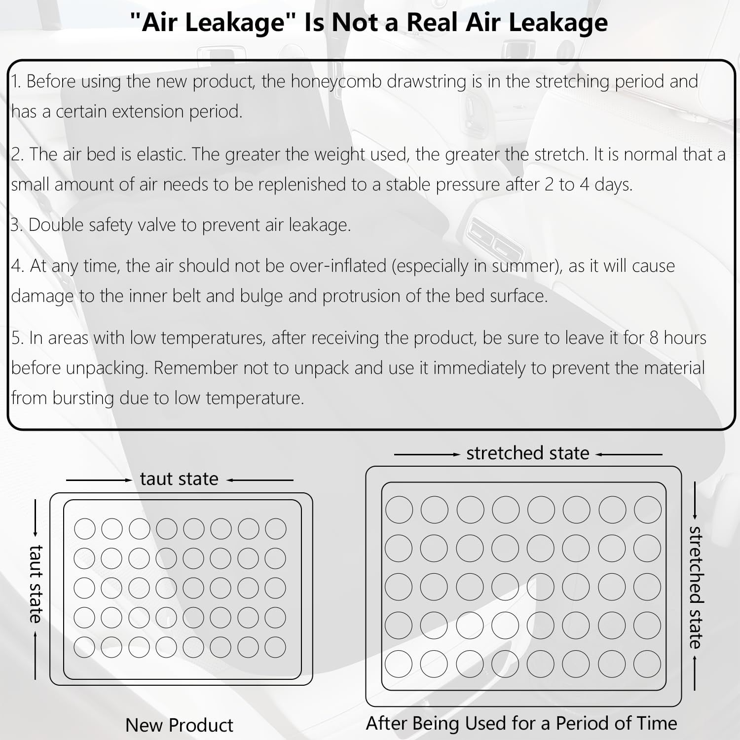 BEBAS backseat bed pre-purchase sizing guidance.