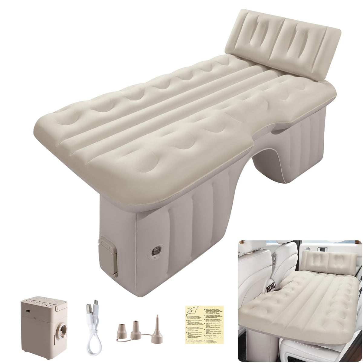 BEBAS self-inflating SUV air mattress backseat bed unfolded for comfortable road trips.