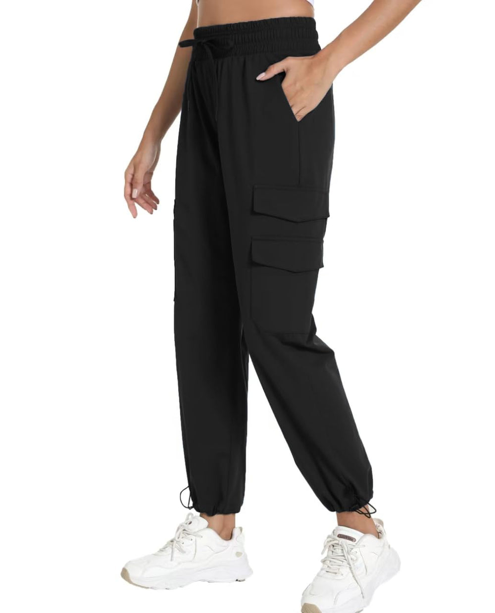 bepopotan quick-dry cargo pants ankle drawstring black lets you customize length