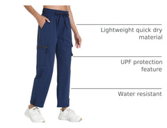 bebopotan quick-dry navy waist detail closeup with elastic belt for adjustable fit.