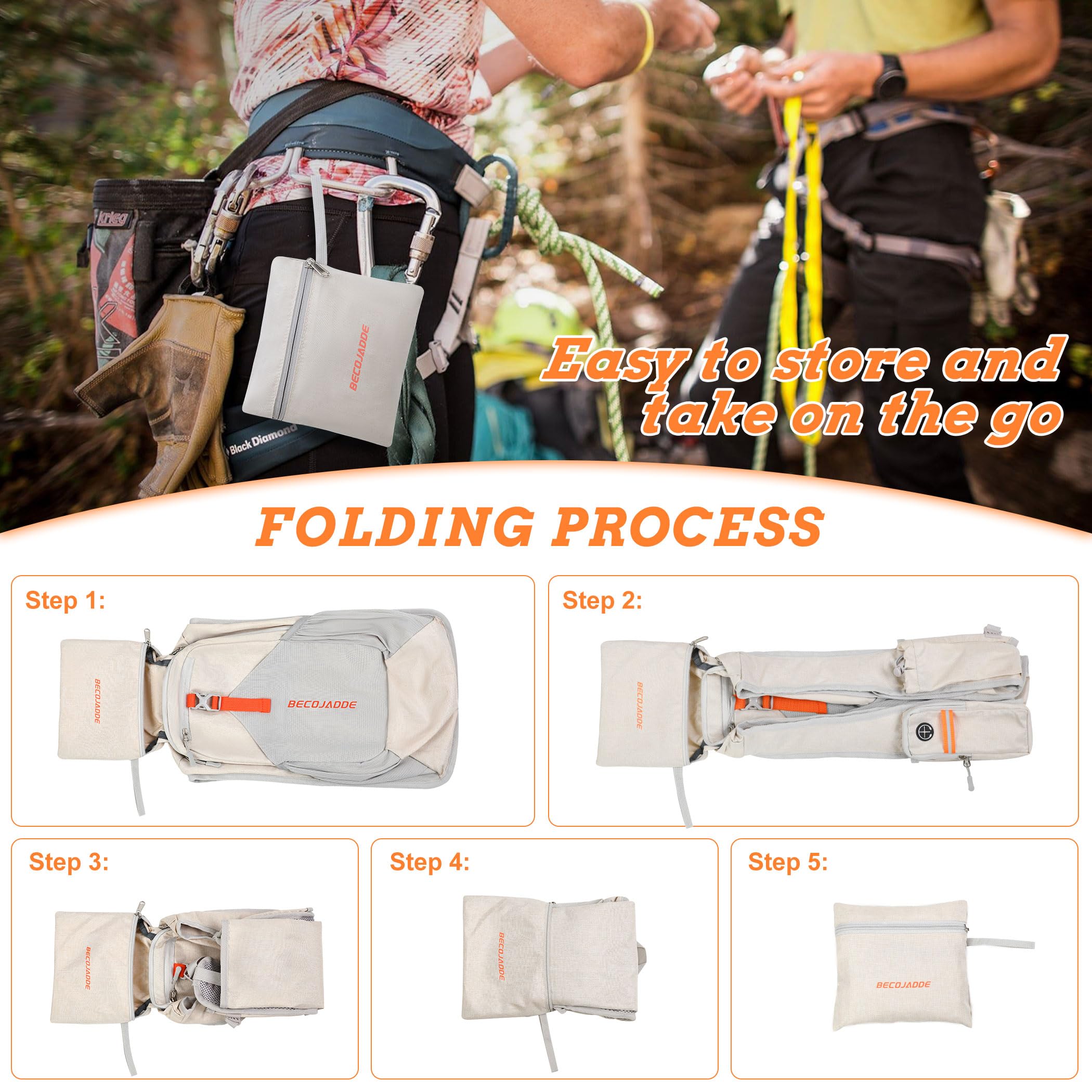 BECOJADDE 15L backpack adjustable chest belt with whistle for emergencies