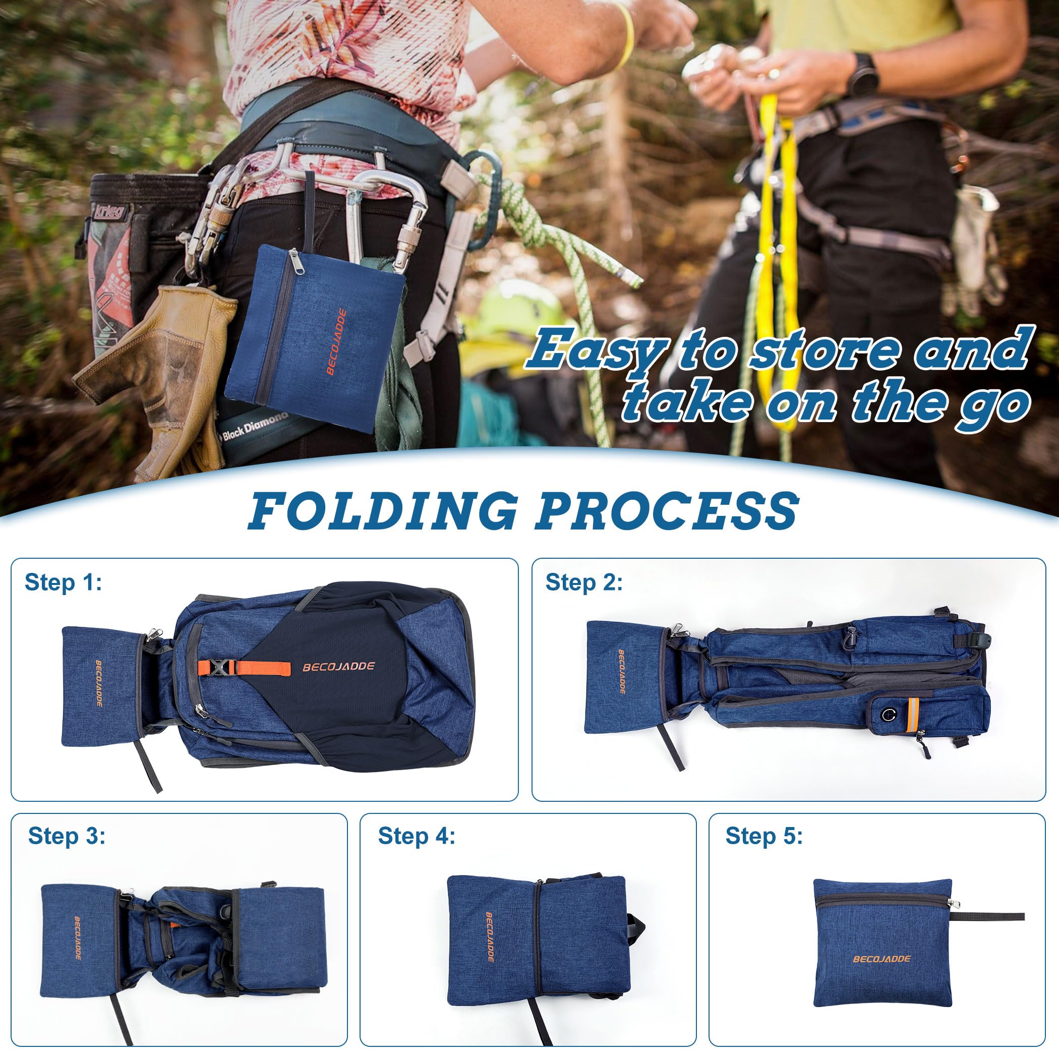 BECOJADDE 15L backpack adjustable chest belt with built-in whistle supports safer outdoor trips