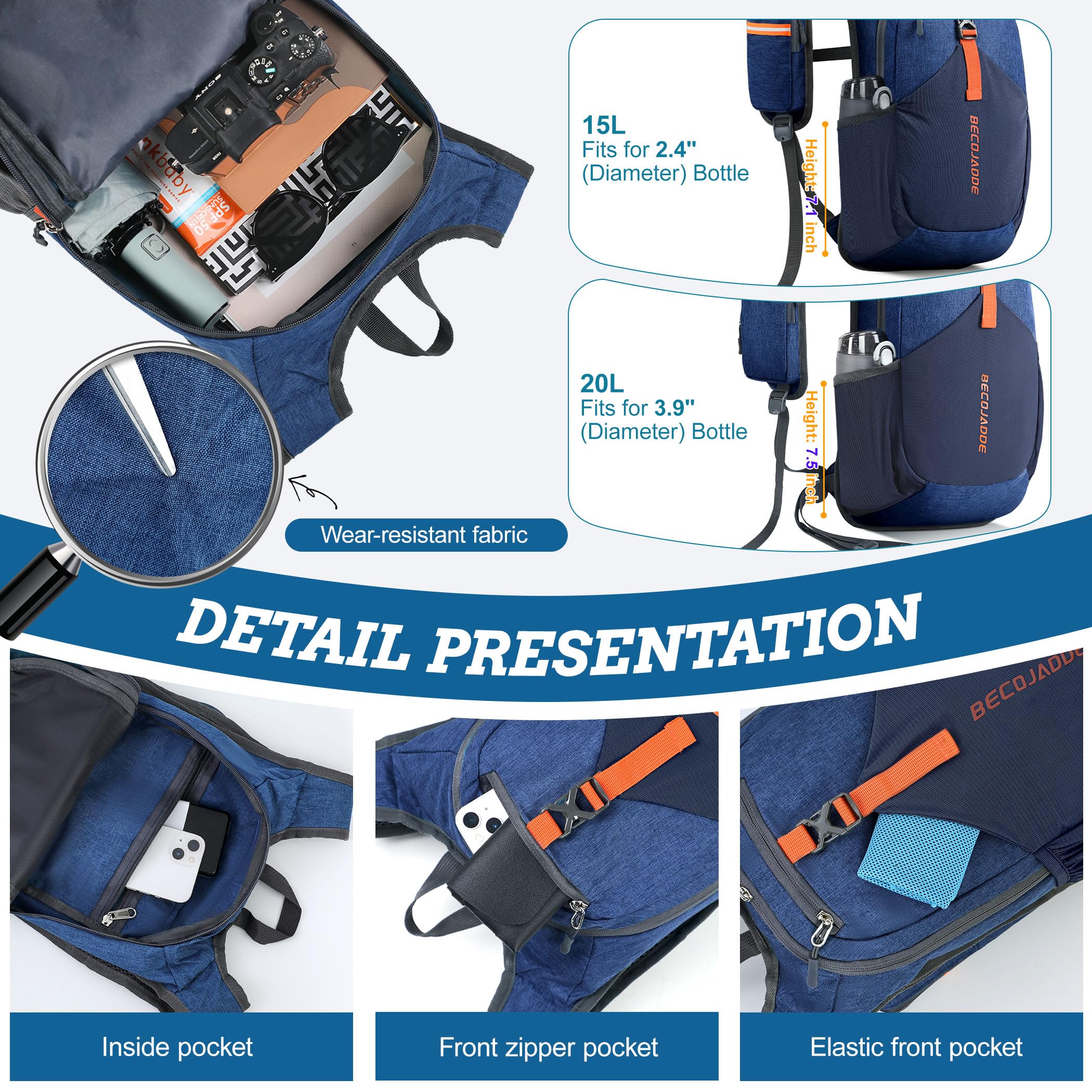 BECOJADDE 15L backpack folded compact shows packable design saving space when traveling
