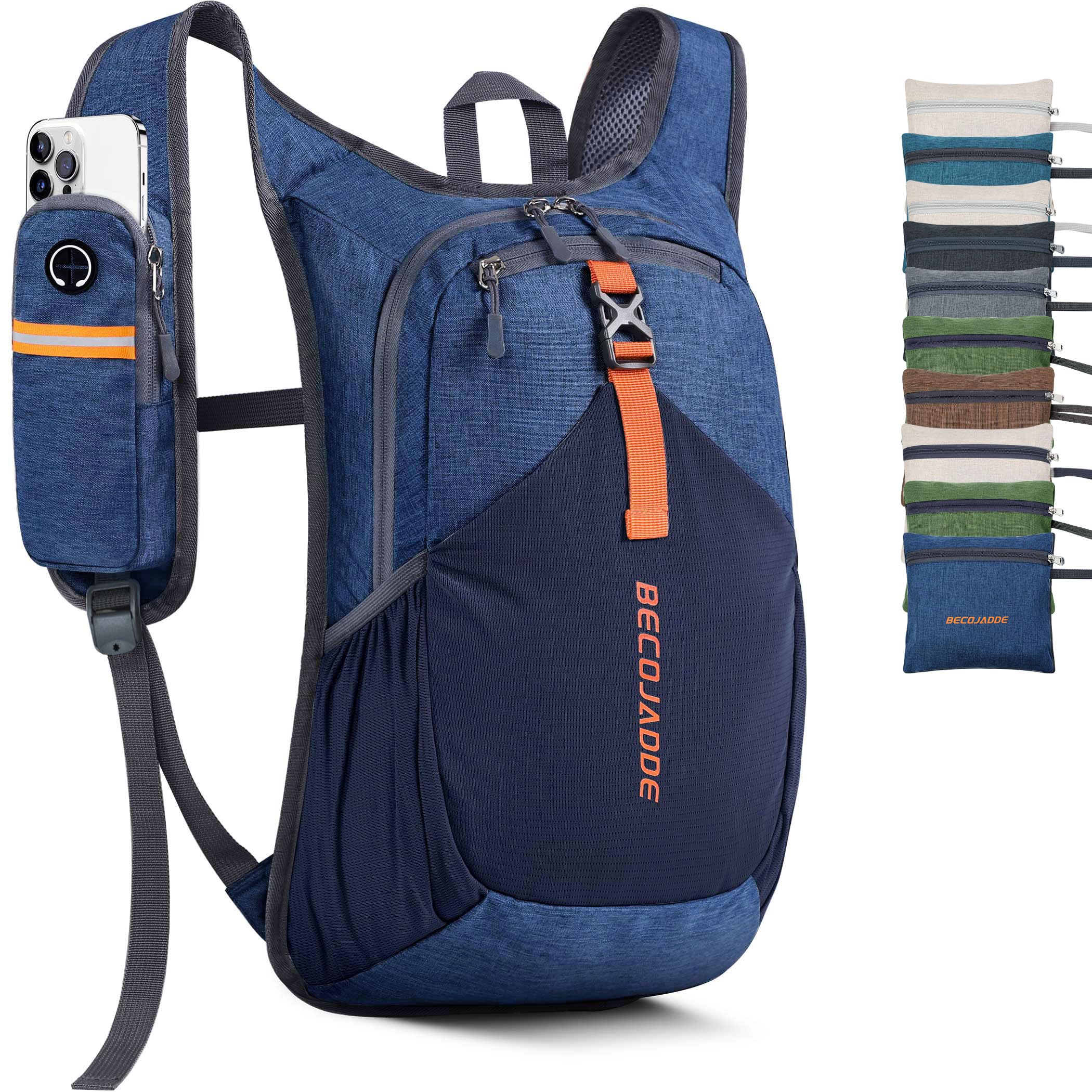 BECOJADDE 15L backpack front view shows organized pockets for quick access on hikes