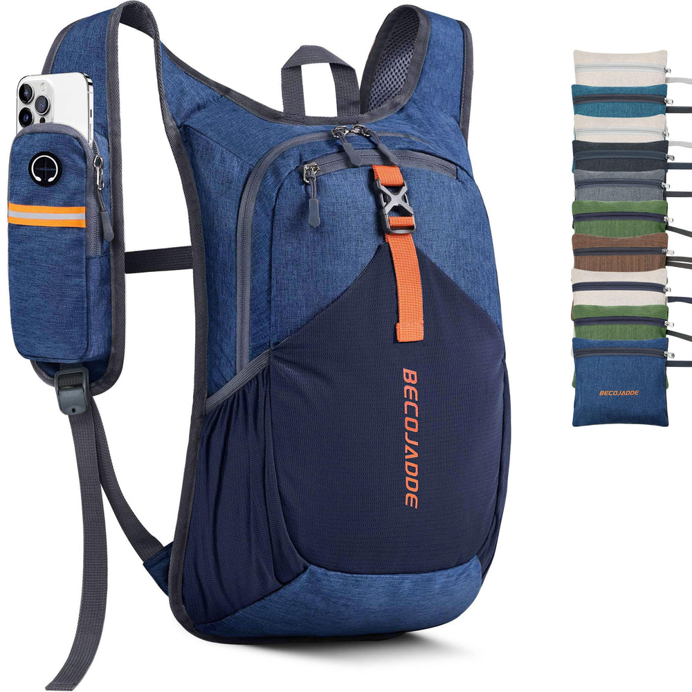 BECOJADDE 15L backpack front view shows organized pockets for quick access on hikes