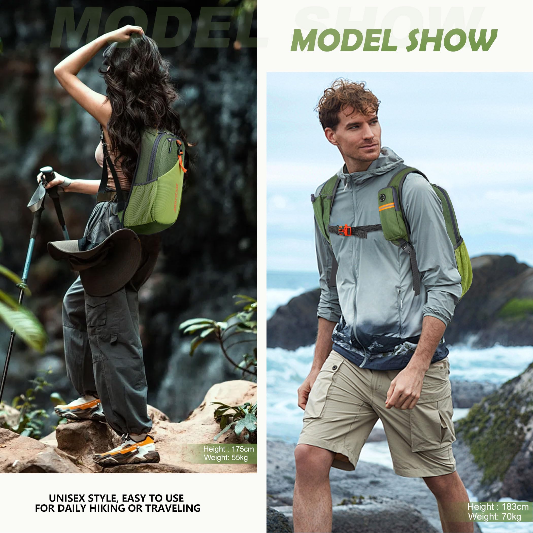 BECOJADDE 15L capacity backpack ideal for daily travel and outdoor days.