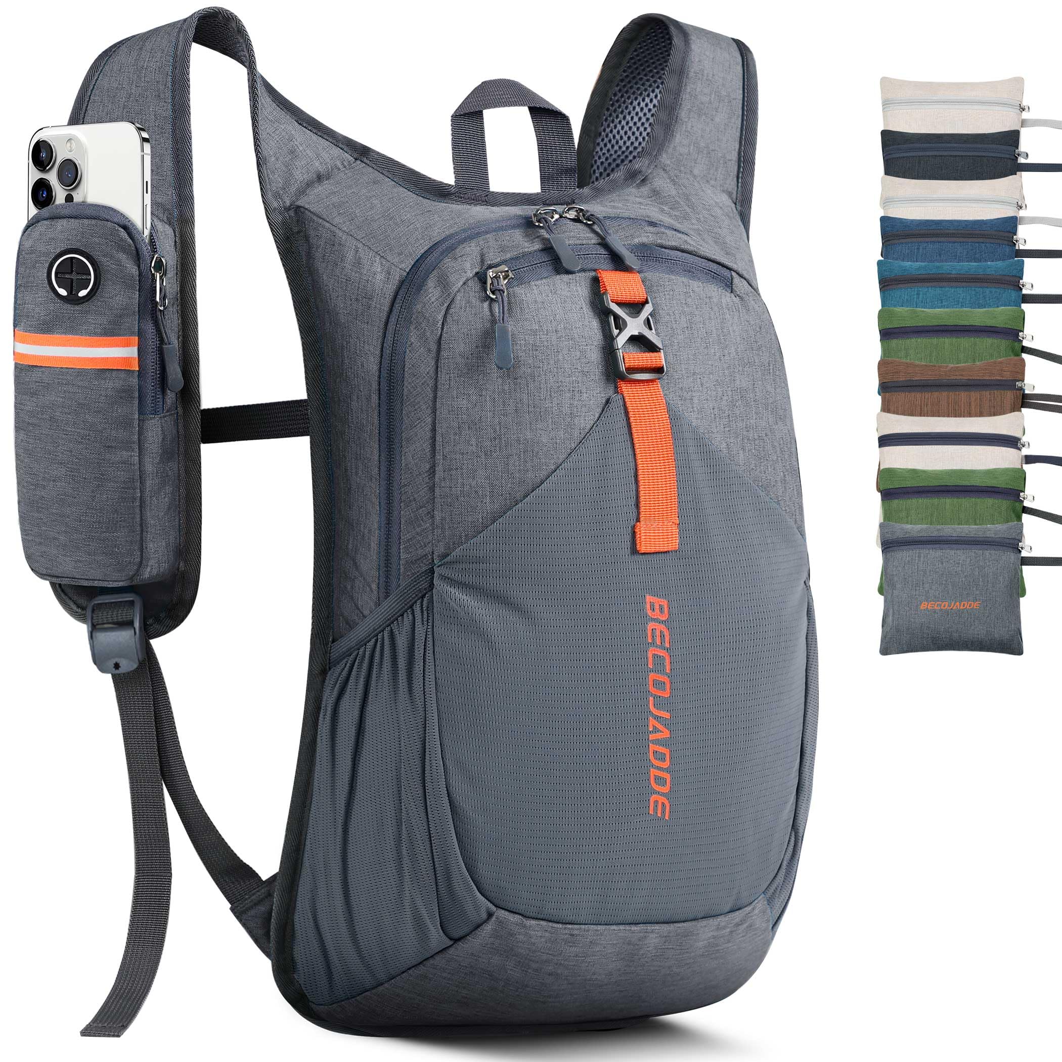 BECOJADDE 15L backpack strap design with zippered phone pocket for quick access.