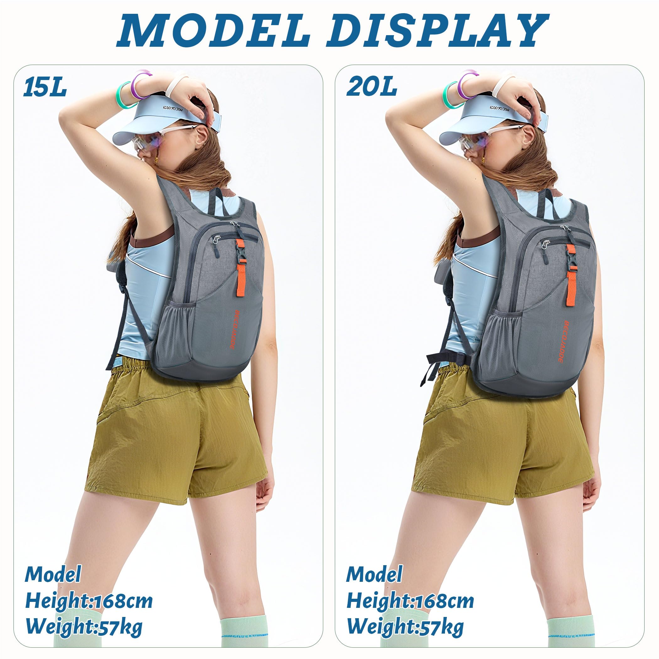 BECOJADDE 15L backpack two water bottle holders for easy hydration.