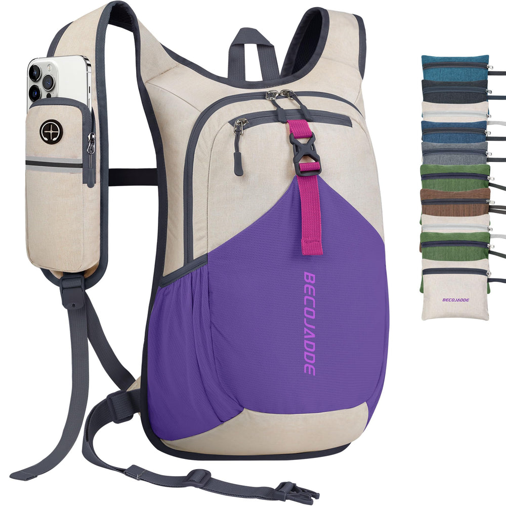BECOJADDE 20L backpack folded-pocket demonstrates compact storage for travel