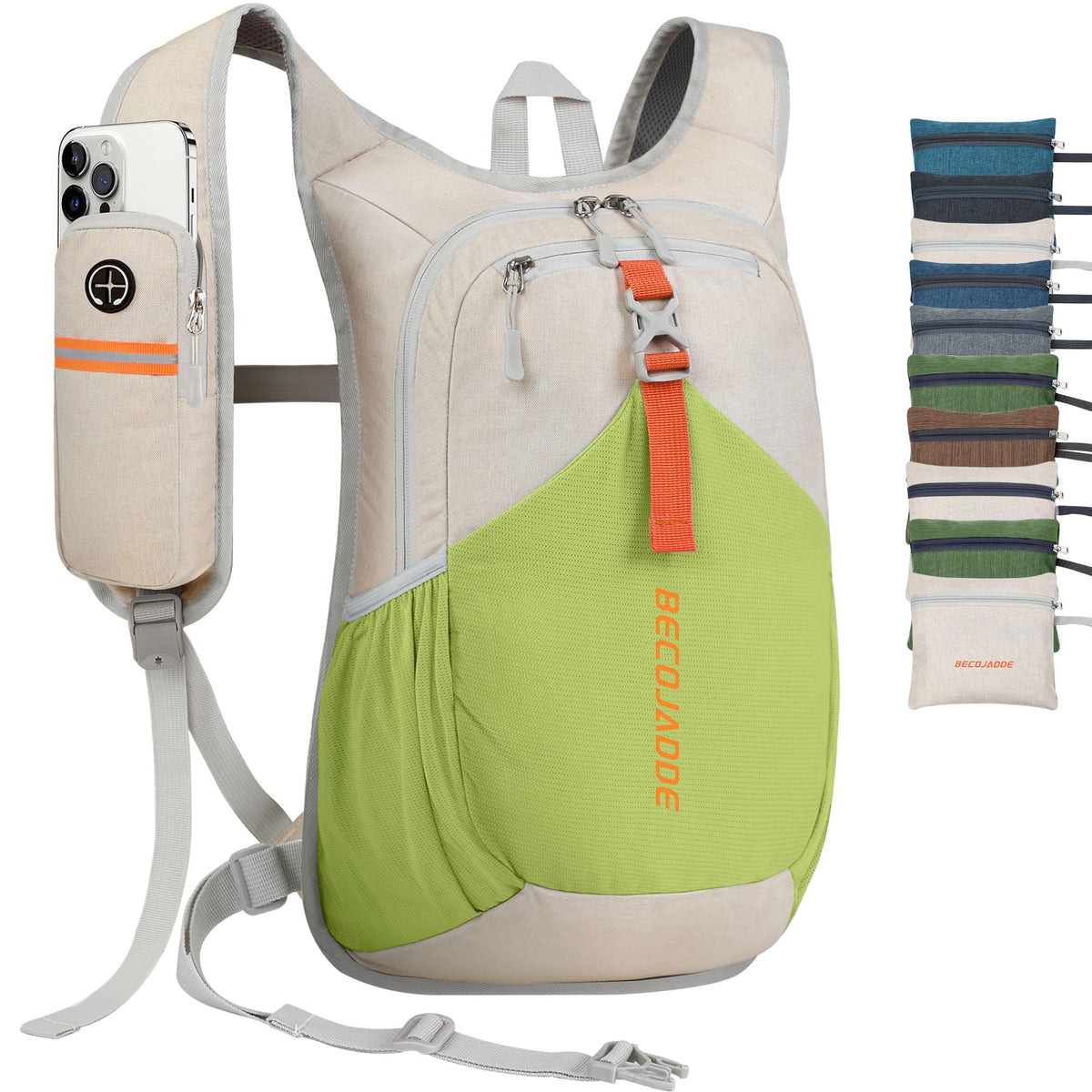 BECOJADDE 20L foldable backpack folded for compact travel-ready storage.