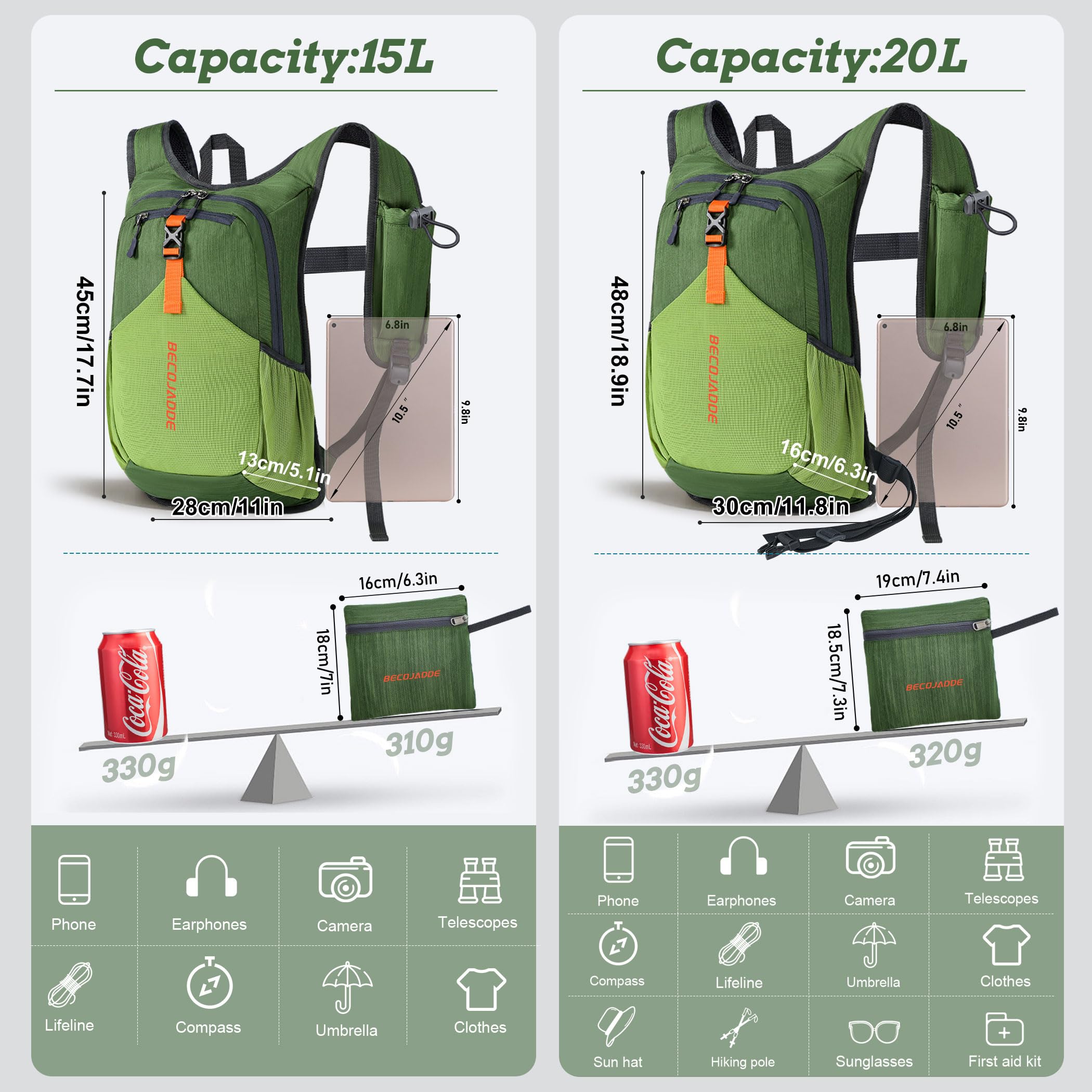 BECOJADDE chest-strap buckle with whistle offers emergency readiness.