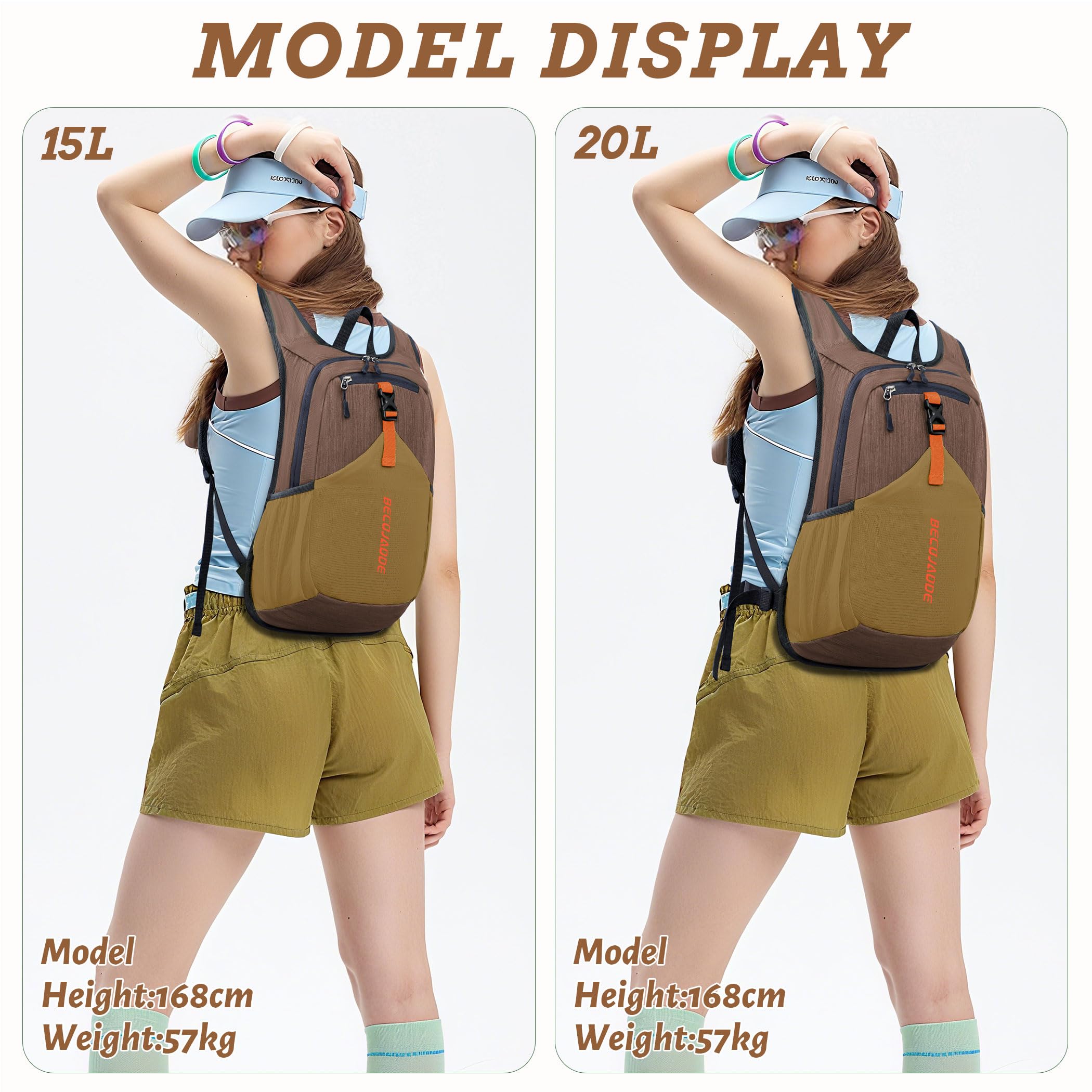 BECOJADDE 20L backpack folded compactly for travel and storage.