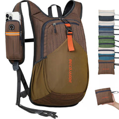 BECOJADDE 20L hiking backpack with left zippered phone pocket for quick trail access.