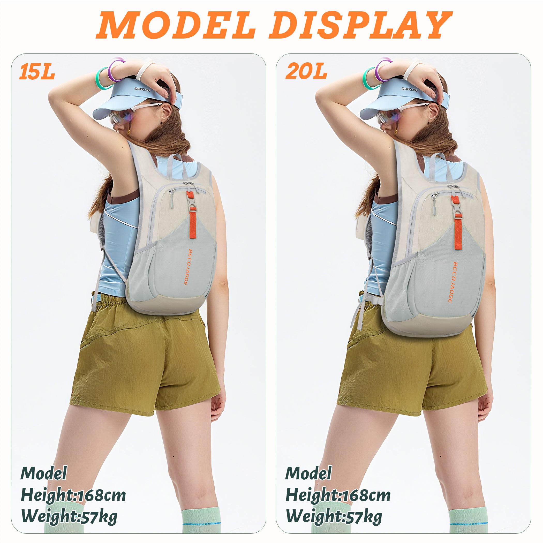 BECOJADDE 20L backpack adjustable chest belt secures fit during varied activities.