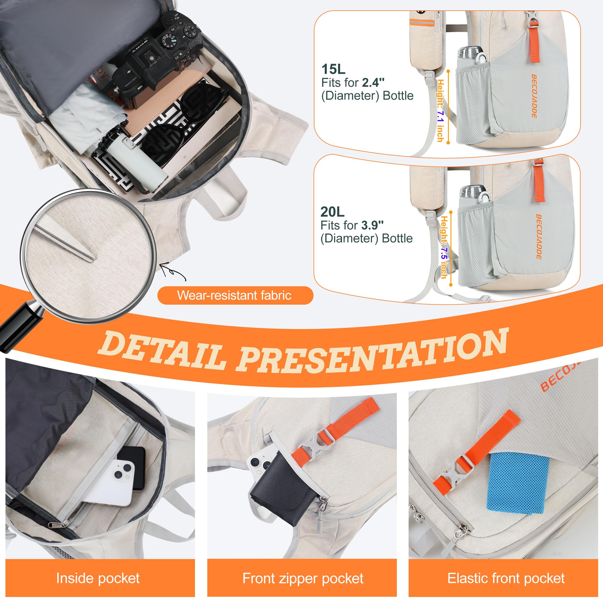 BECOJADDE 20L backpack folds into its own pocket for ultra-compact travel packing.