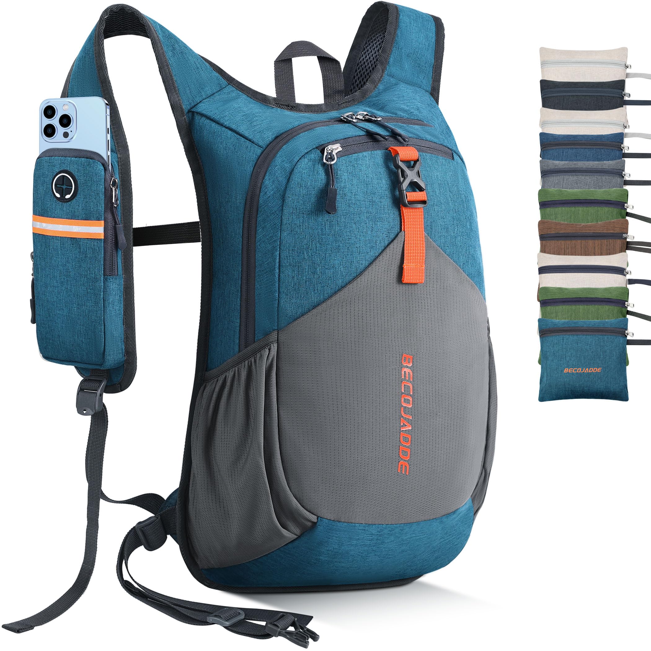 BECOJADDE 20L backpack left strap pocket for quick phone access on hikes