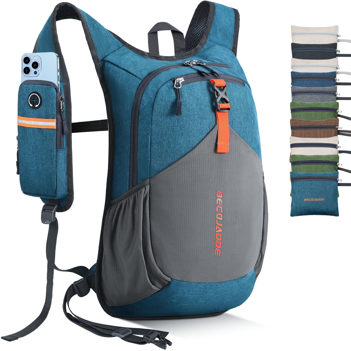 BECOJADDE 20L backpack left strap pocket for quick phone access on hikes